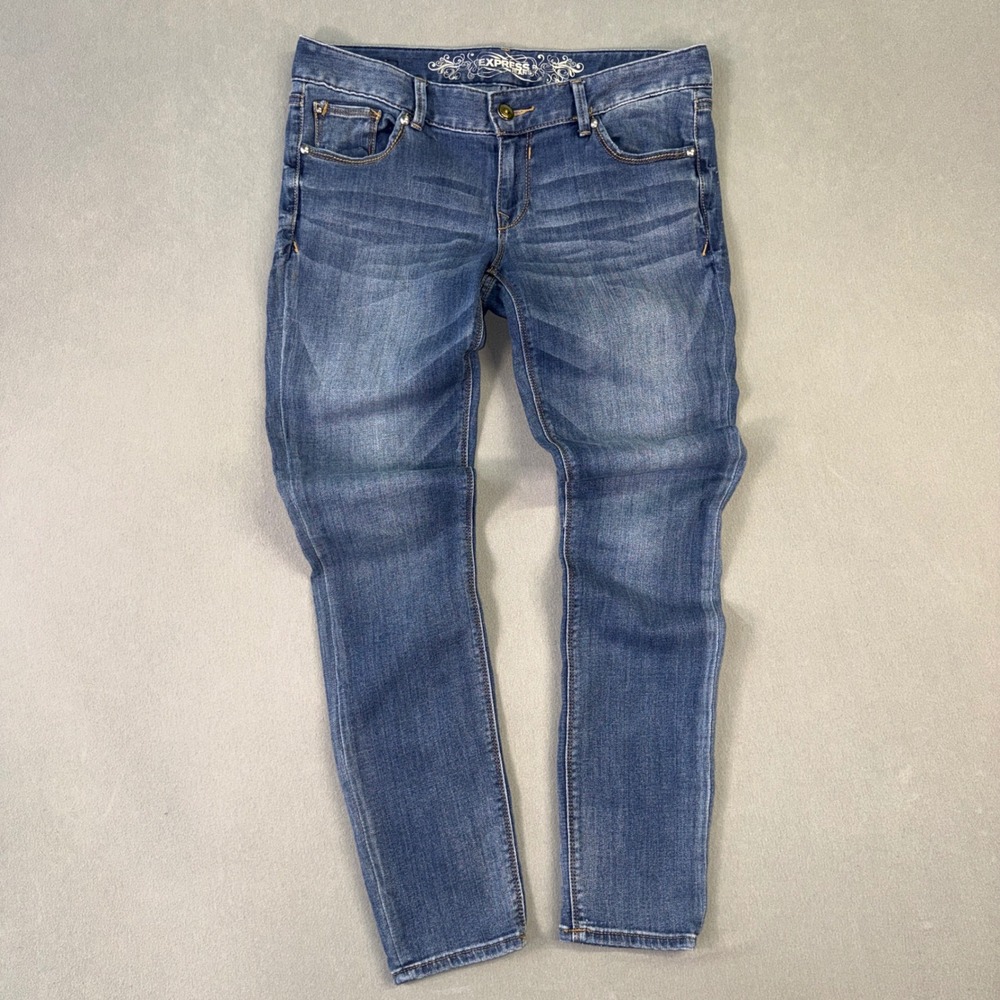 Express Stella Jean Legging Low Rise Regular Fit Medium Wash Denim Size 8R